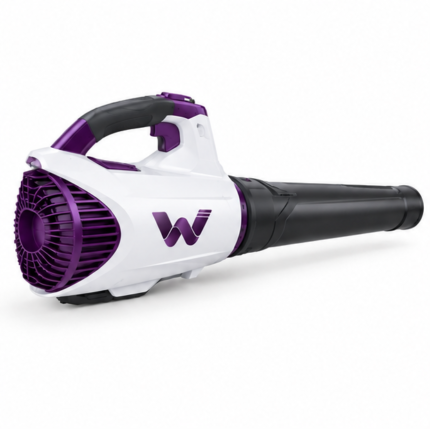 Woossox 20V Max Lightweight Cordless Leaf Blower – 420 CFM, 130 MPH, 3-Speed Brushless Motor, 4.0Ah Battery & Charger Included, White/Purple