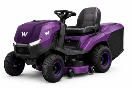 Woossox 38 Inch Compact Riding Lawn Mower with Rear Collector – 17.5 HP 500cc Engine, Hydrostatic Drive, 250L Grass Bag, LED Headlights, Electric Start, Purple